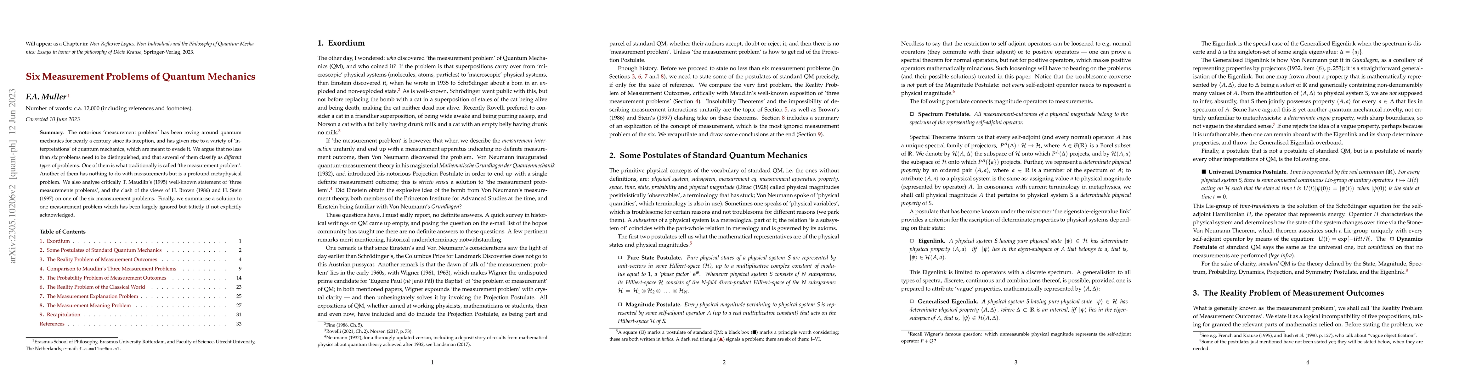 Thumbnail for Six Measurement Problems of Quantum Mechanics
