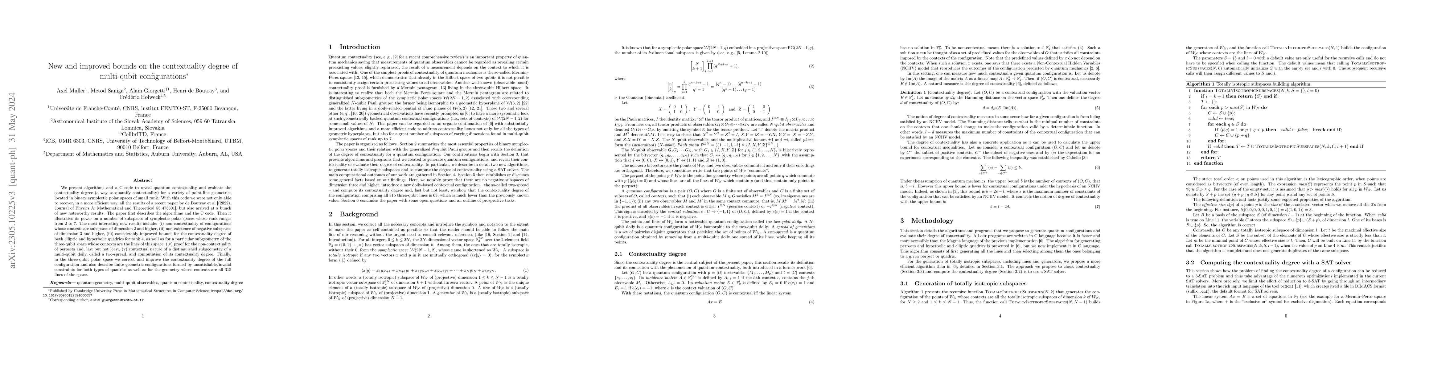 Thumbnail for New and improved bounds on the contextuality degree of multi-qubit
  configurations