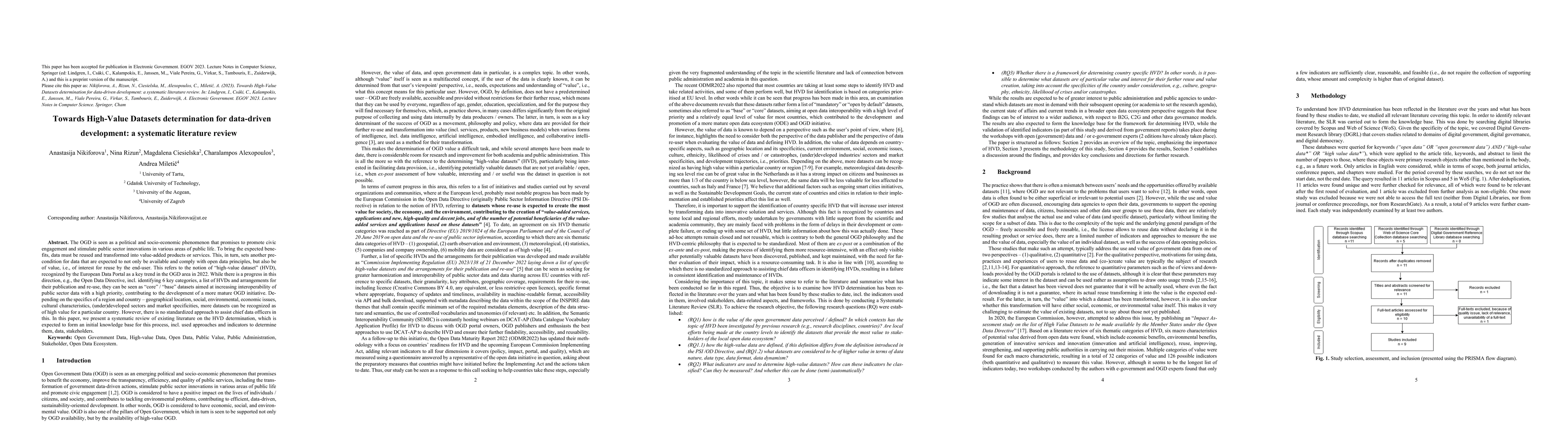Thumbnail for Towards High-Value Datasets determination for data-driven development: a
  systematic literature review