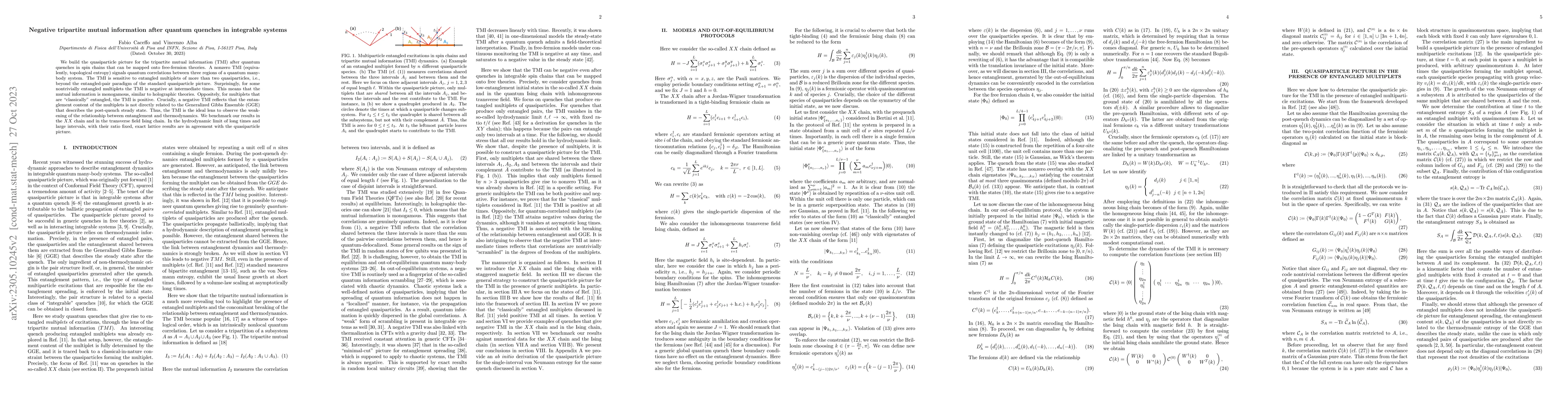 Thumbnail for Negative tripartite mutual information after quantum quenches in
  integrable systems