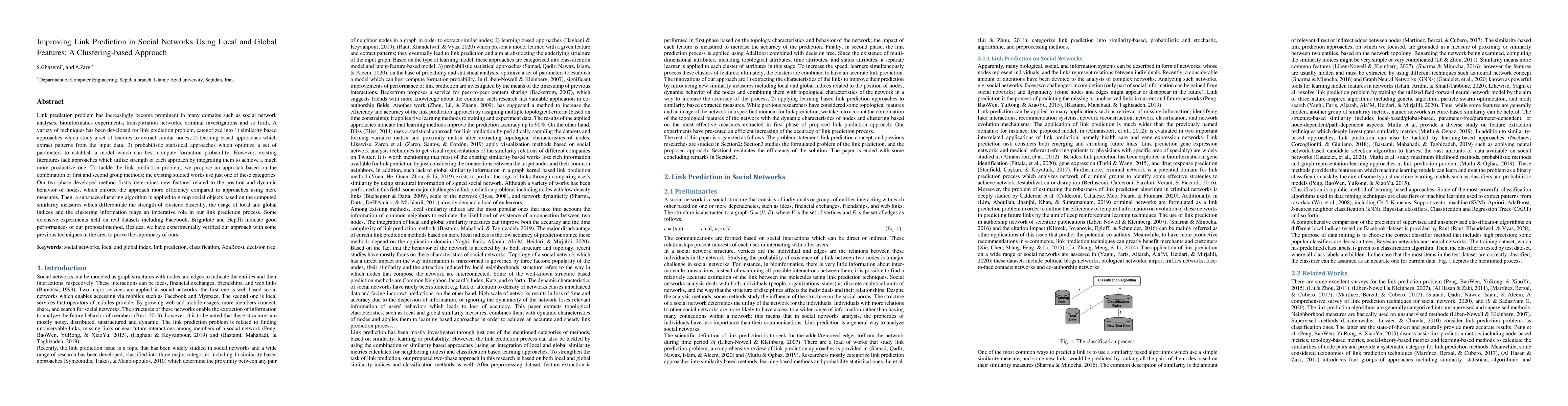 Thumbnail for Improving Link Prediction in Social Networks Using Local and Global
  Features: A Clustering-based Approach