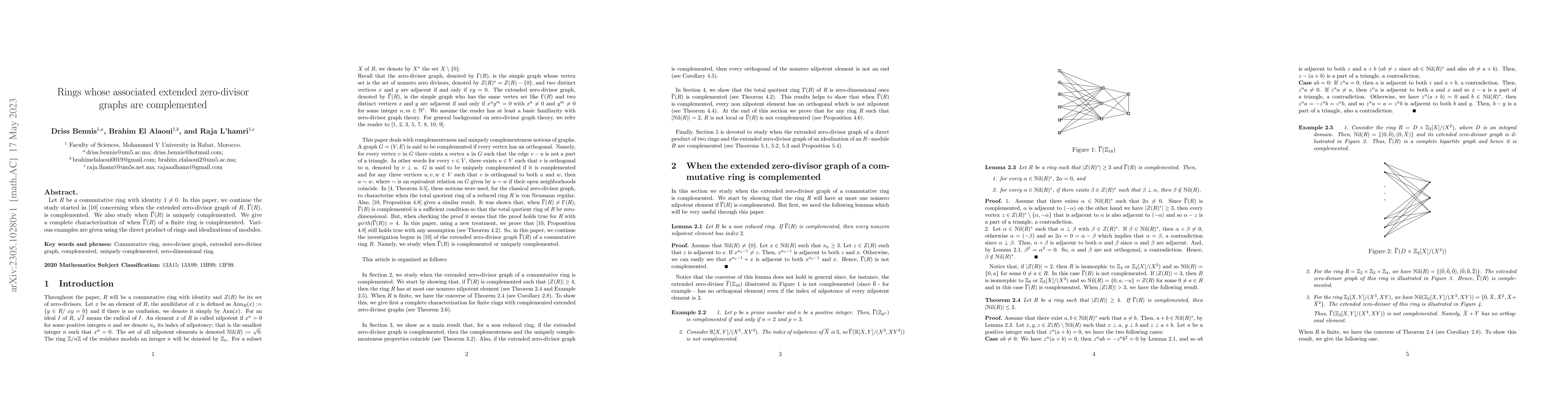 Thumbnail for Rings whose associated extended zero-divisor graphs are complemented