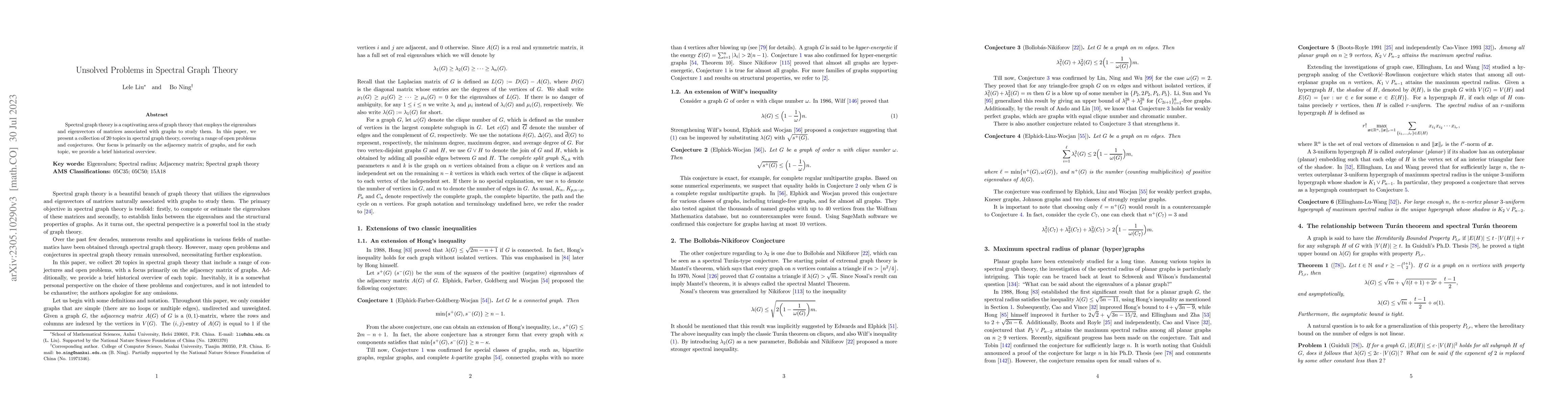 Thumbnail for Unsolved Problems in Spectral Graph Theory