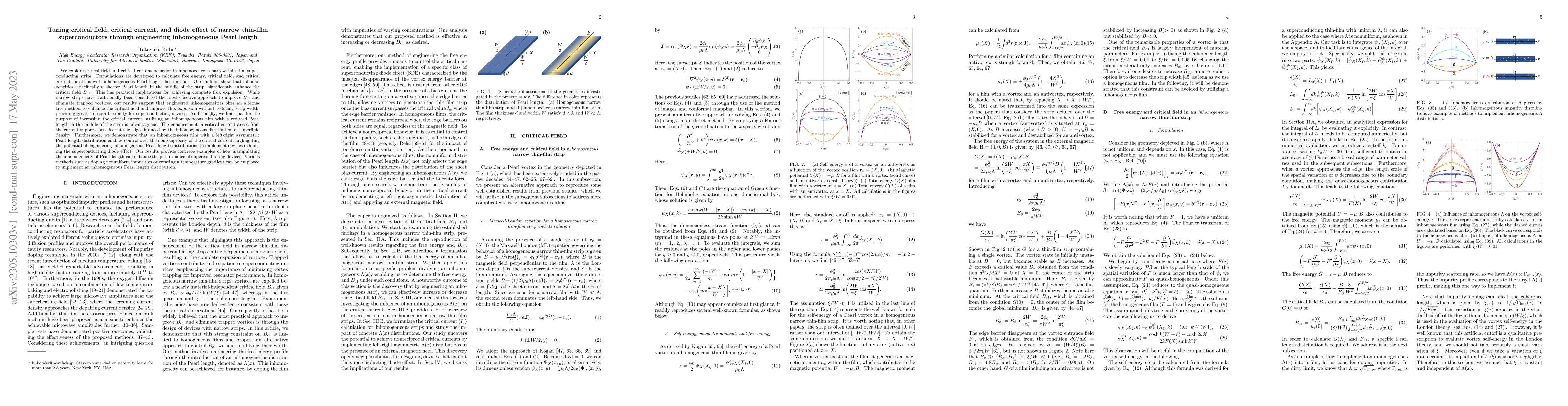 Thumbnail for Tuning critical field, critical current, and diode effect of narrow
  thin-film superconductors through engineering inhomogeneous Pearl length