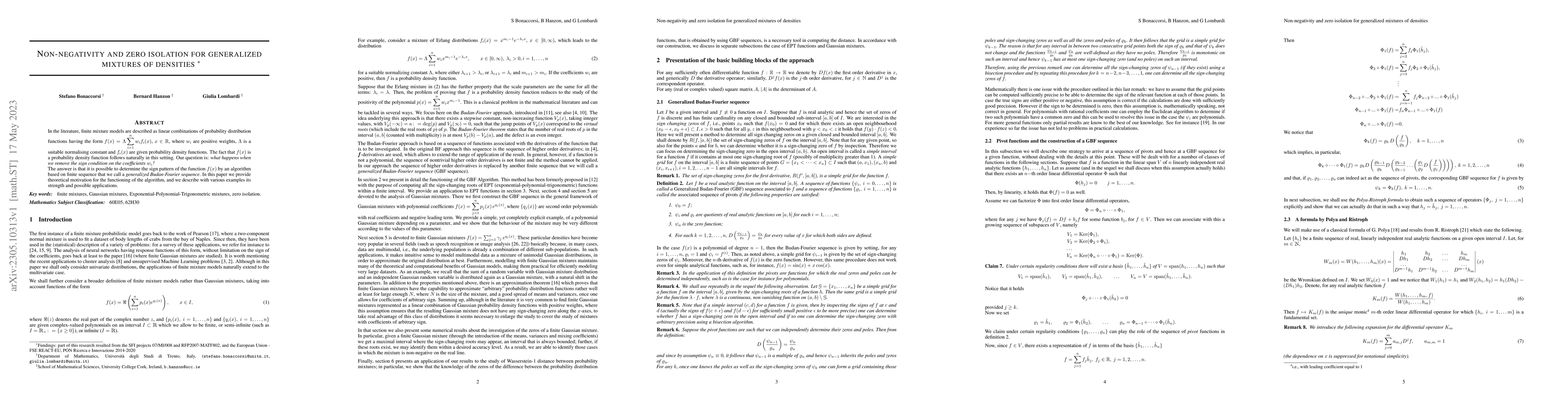 Thumbnail for Non-negativity and zero isolation for generalized mixtures of densities