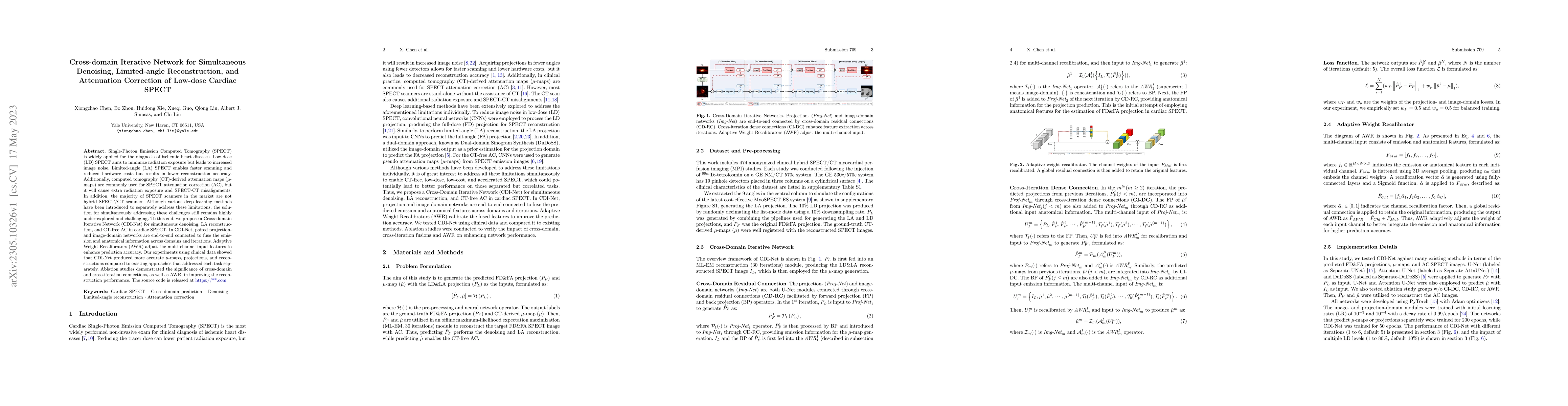 Thumbnail for Cross-domain Iterative Network for Simultaneous Denoising, Limited-angle
  Reconstruction, and Attenuation Correction of Low-dose Cardiac SPECT