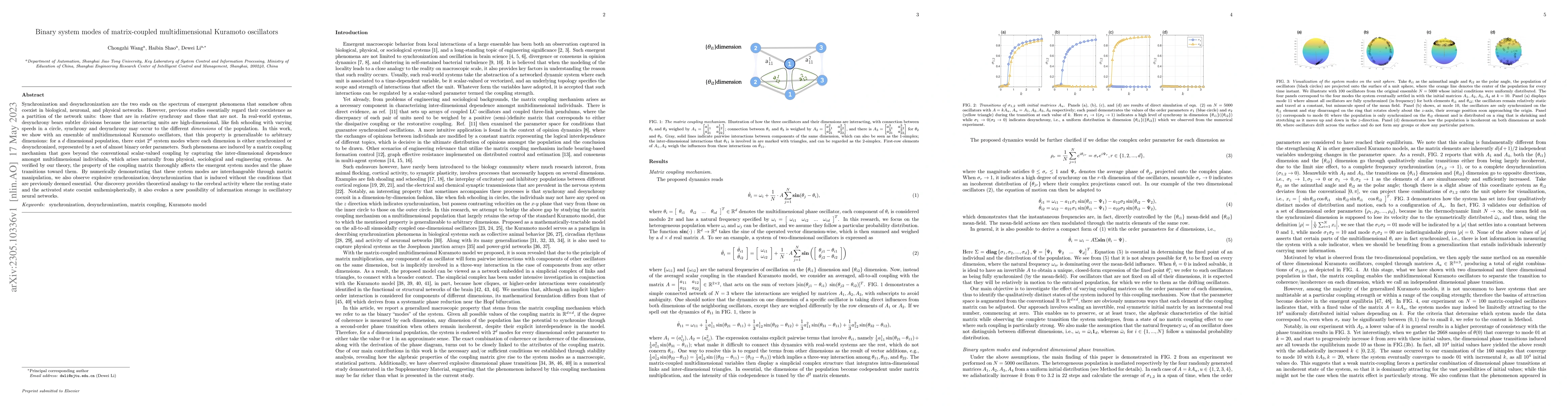 Thumbnail for Binary system modes of matrix-coupled multidimensional Kuramoto
  oscillators