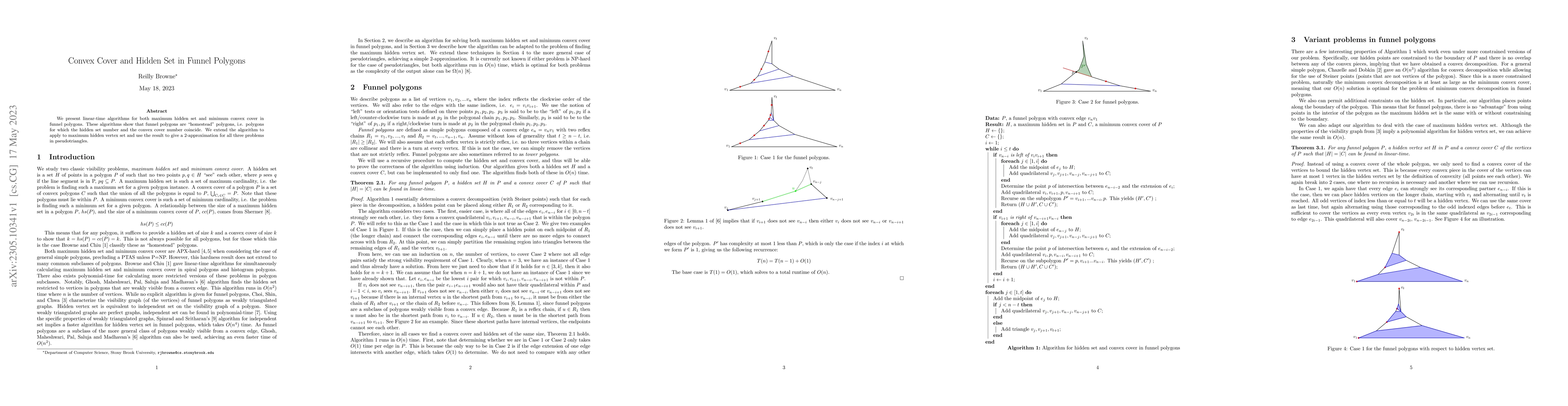 Thumbnail for Convex Cover and Hidden Set in Funnel Polygons