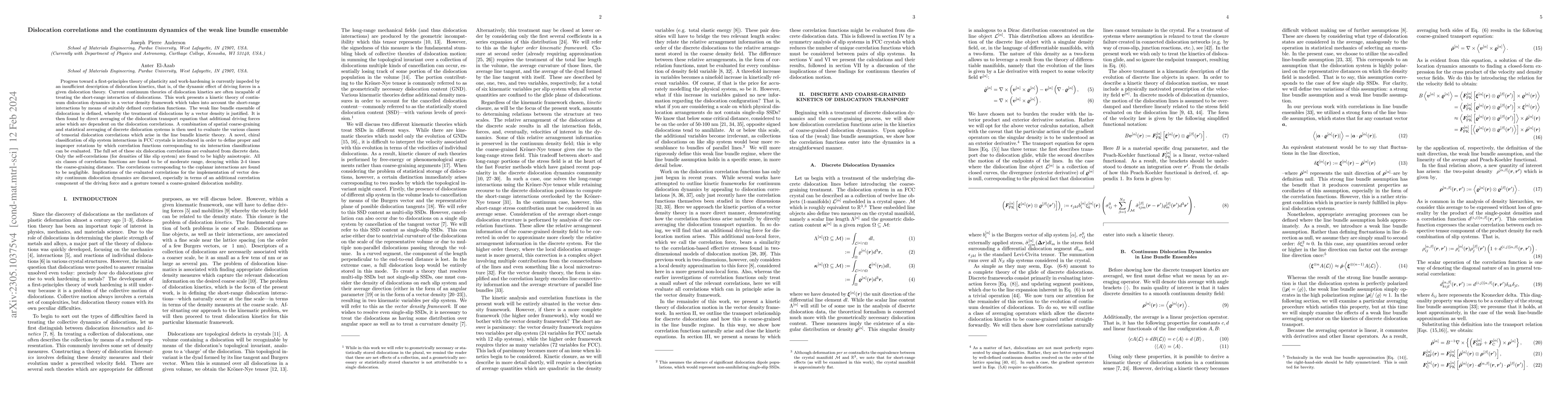 Thumbnail for Dislocation correlations and the continuum dynamics of the weak line
  bundle ensemble