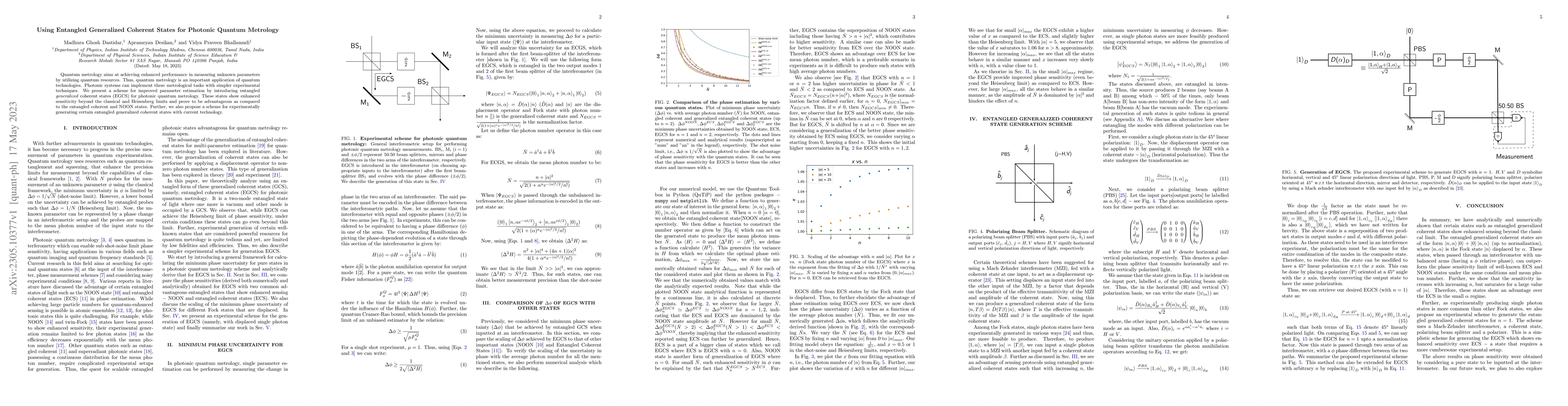 Thumbnail for Using Entangled Generalized Coherent States for Photonic Quantum
  Metrology