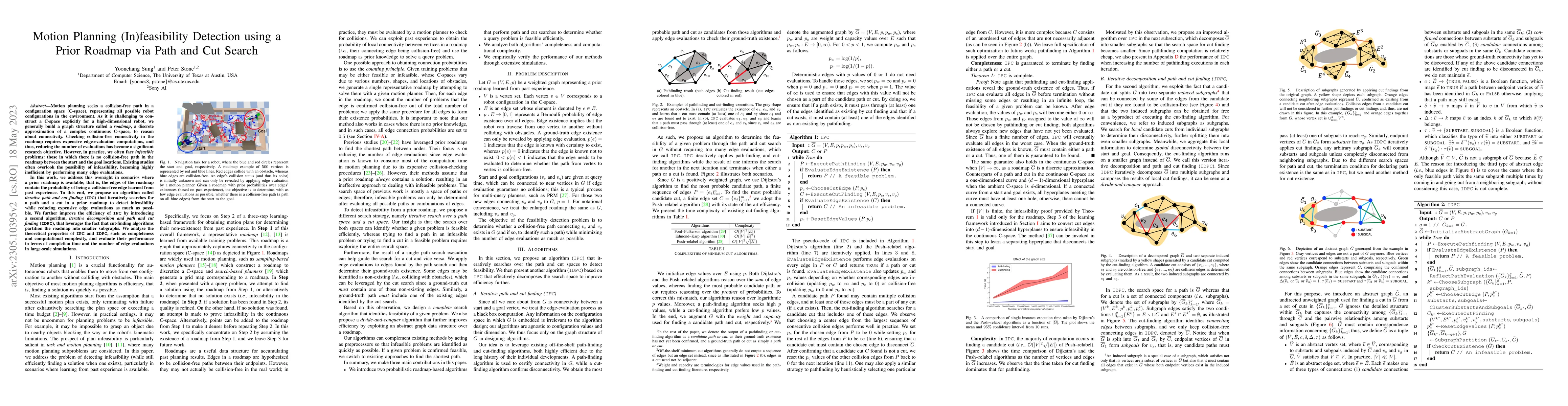 Thumbnail for Motion Planning (In)feasibility Detection using a Prior Roadmap via Path
  and Cut Search