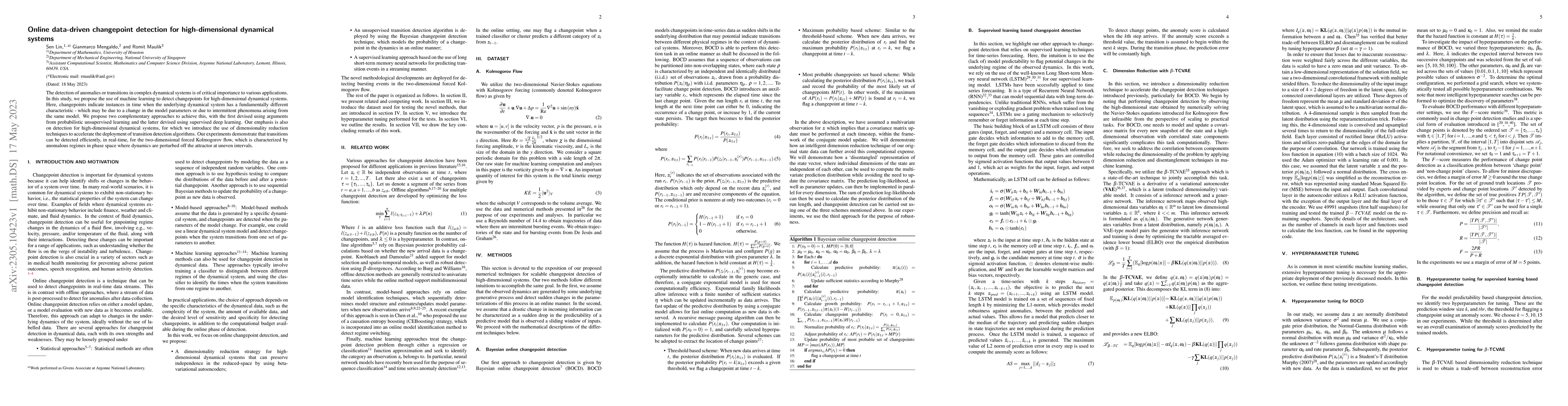 Thumbnail for Online data-driven changepoint detection for high-dimensional dynamical
  systems