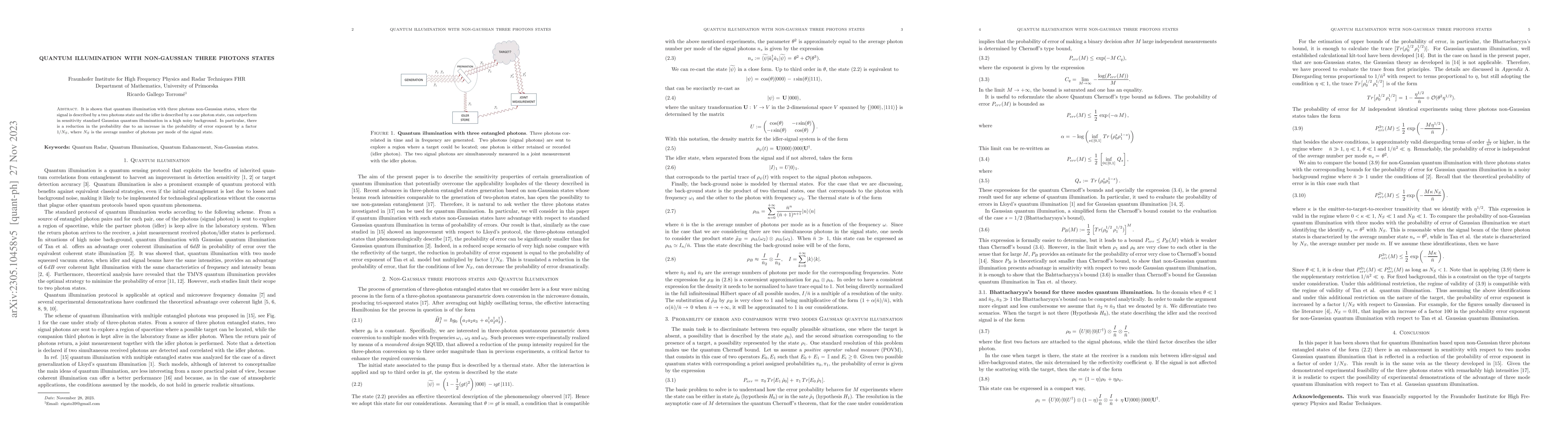 Thumbnail for Quantum Illumination with Non-Gaussian Three Photons States