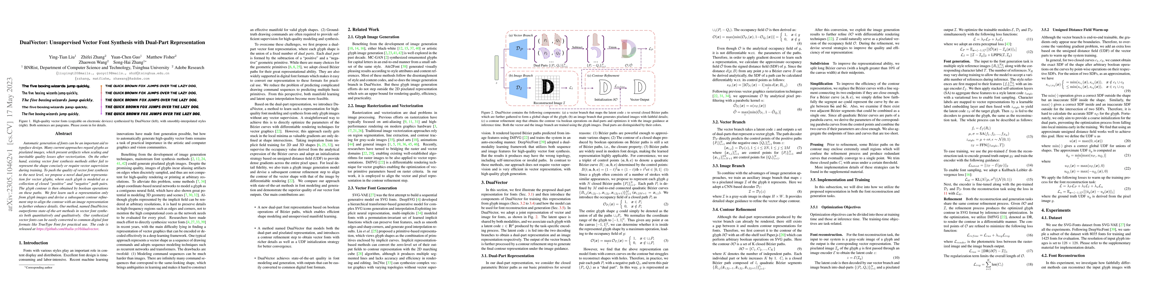 Thumbnail for DualVector: Unsupervised Vector Font Synthesis with Dual-Part
  Representation