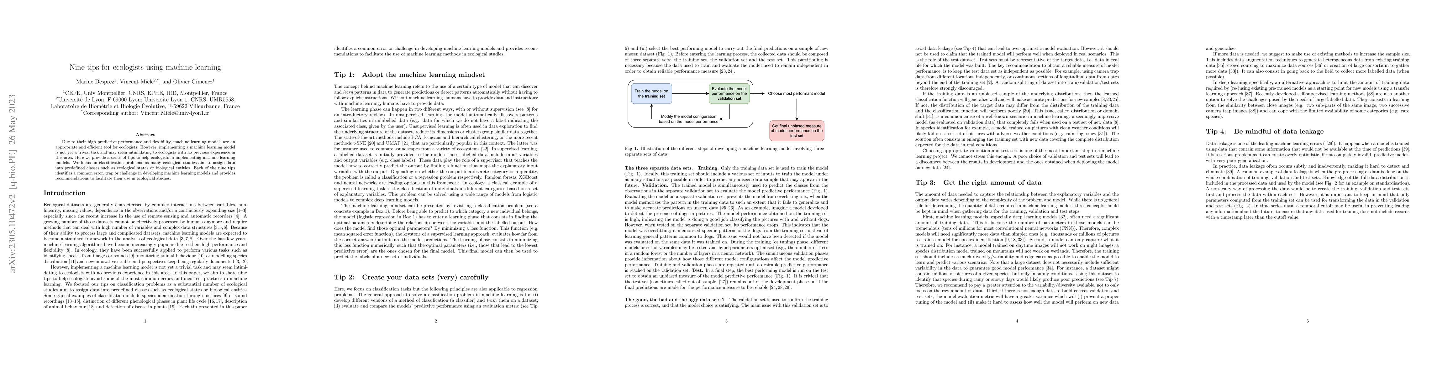 Thumbnail for Nine tips for ecologists using machine learning