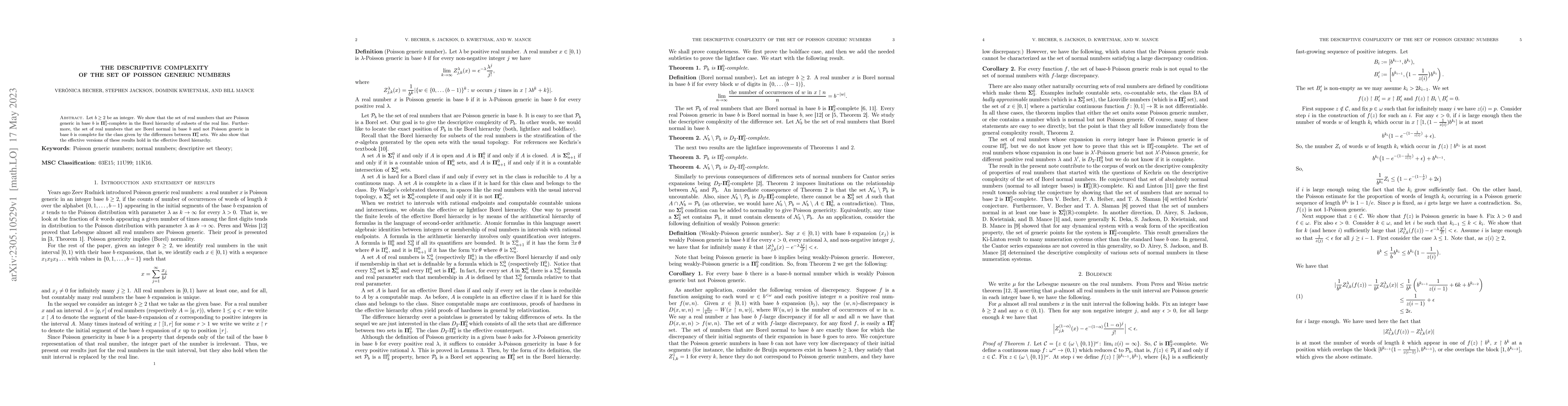 Thumbnail for The descriptive complexity of the set of Poisson generic numbers