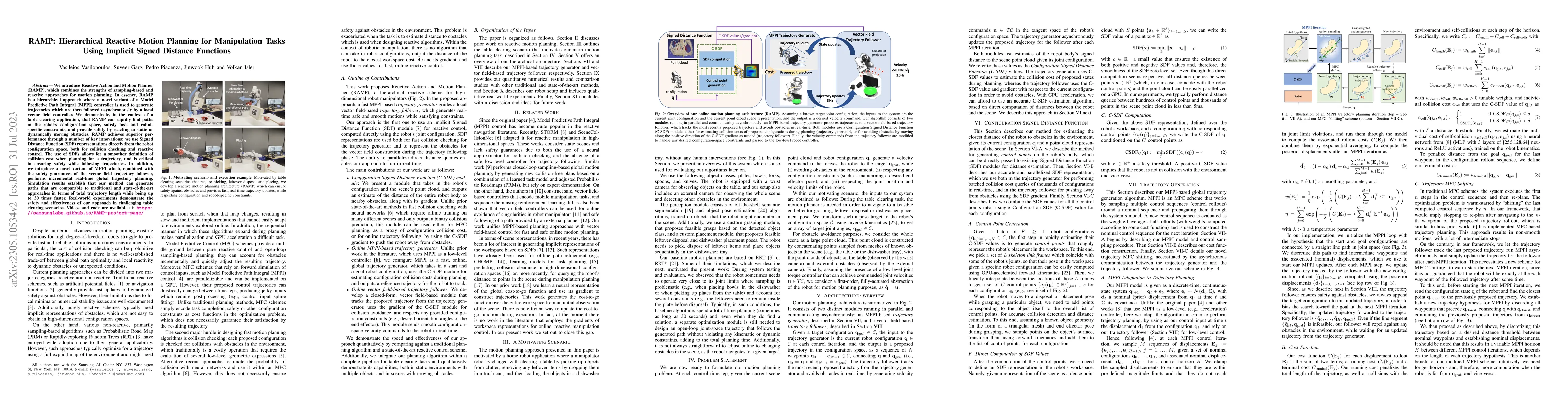 Thumbnail for RAMP: Hierarchical Reactive Motion Planning for Manipulation Tasks Using
  Implicit Signed Distance Functions