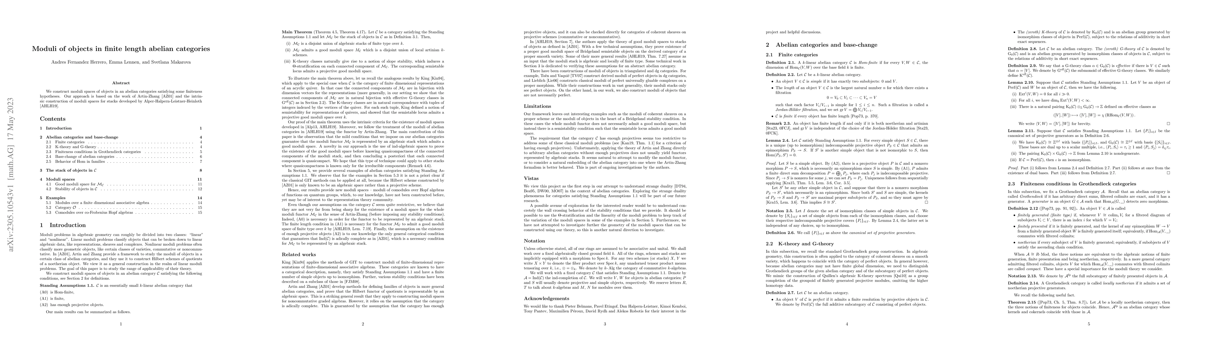 Thumbnail for Moduli of objects in finite length abelian categories