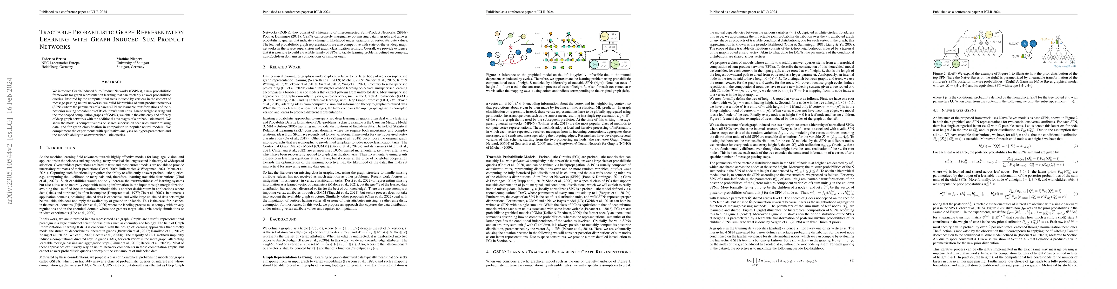 Thumbnail for Tractable Probabilistic Graph Representation Learning with Graph-Induced
  Sum-Product Networks