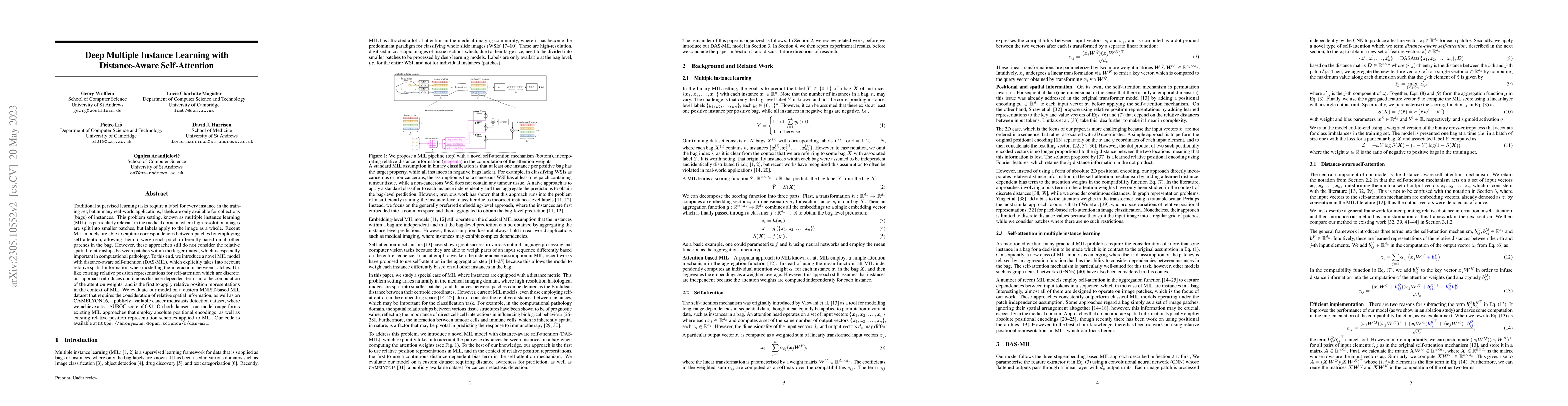 Thumbnail for Deep Multiple Instance Learning with Distance-Aware Self-Attention