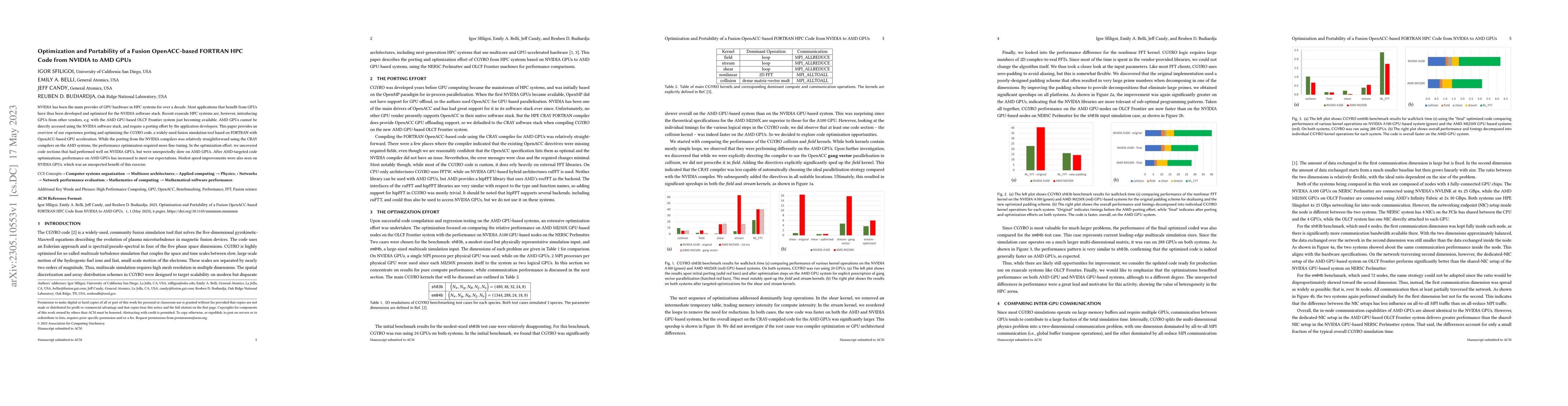 Thumbnail for Optimization and Portability of a Fusion OpenACC-based FORTRAN HPC Code
  from NVIDIA to AMD GPUs