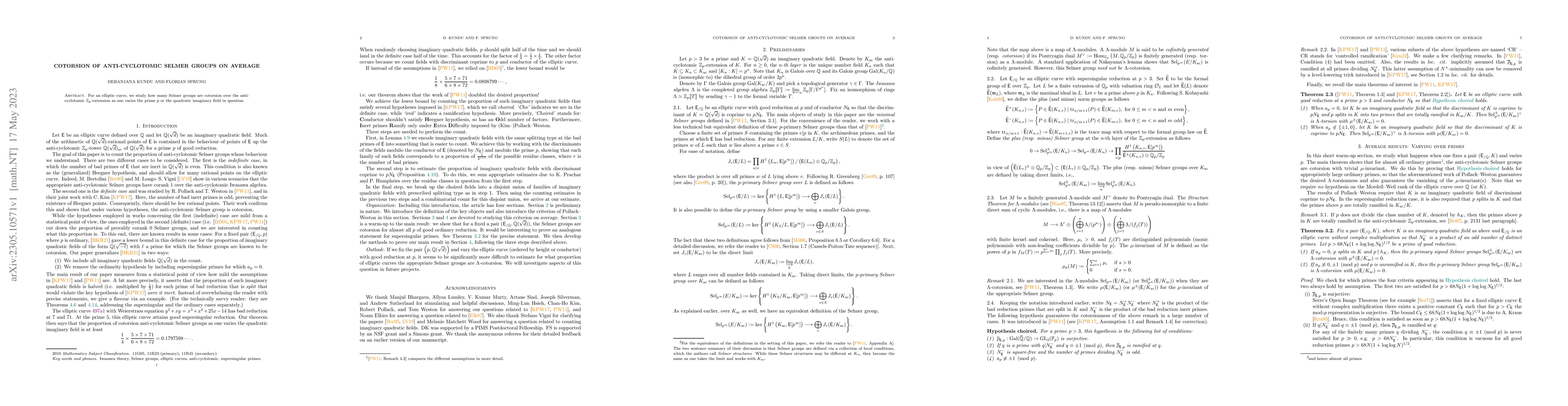 Thumbnail for Cotorsion of anti-cyclotomic Selmer groups on average