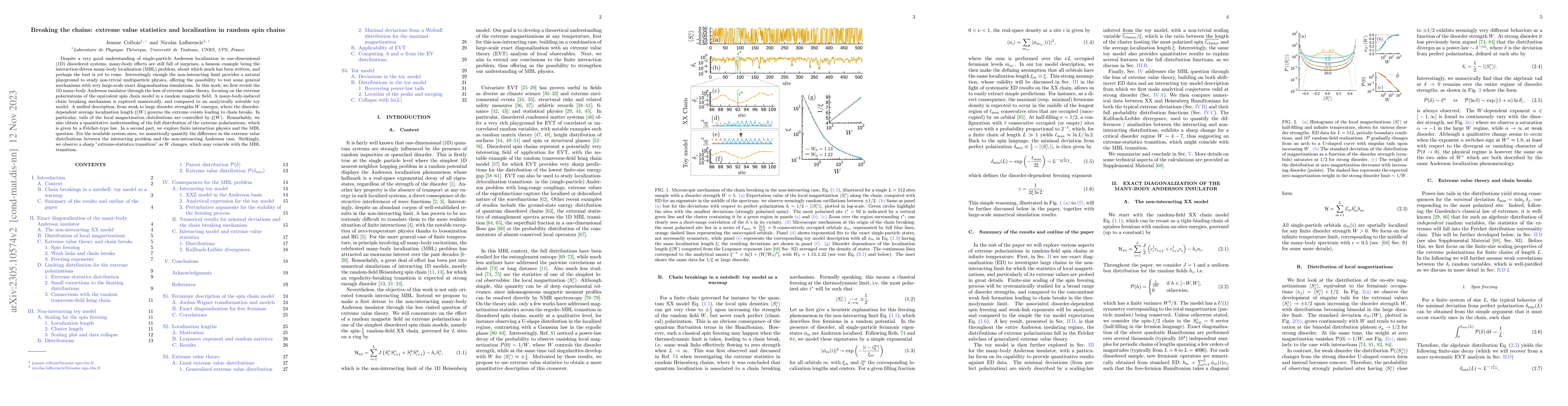 Thumbnail for Breaking the chains: extreme value statistics and localization in random
  spin chains