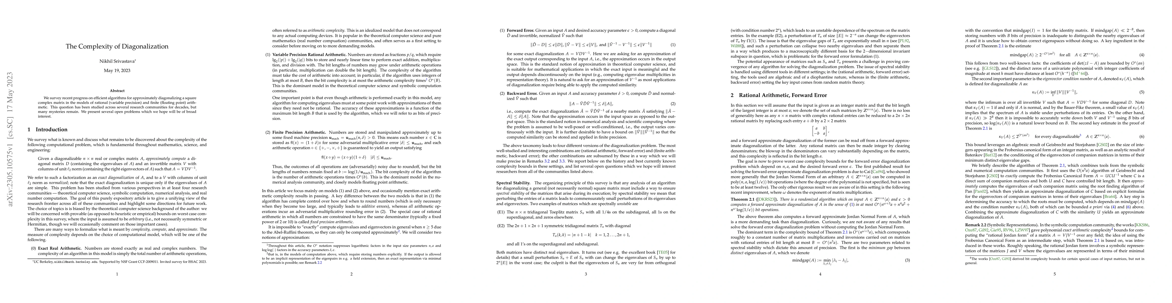 Thumbnail for The Complexity of Diagonalization