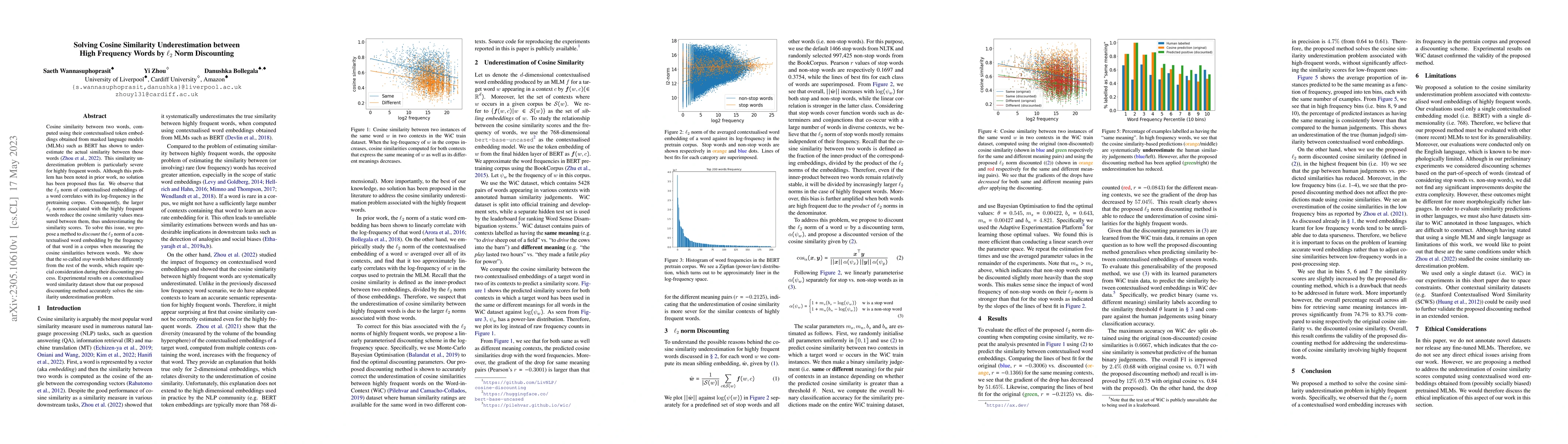 Thumbnail for Solving Cosine Similarity Underestimation between High Frequency Words
  by L2 Norm Discounting