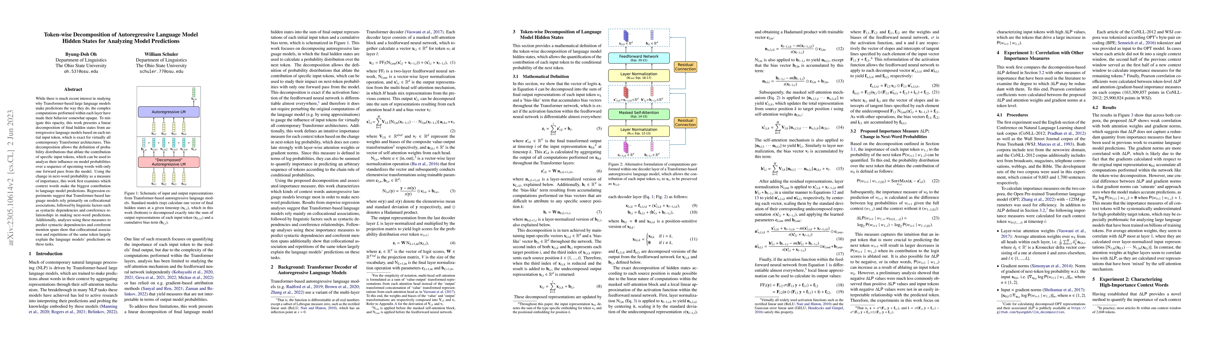Thumbnail for Token-wise Decomposition of Autoregressive Language Model Hidden States
  for Analyzing Model Predictions