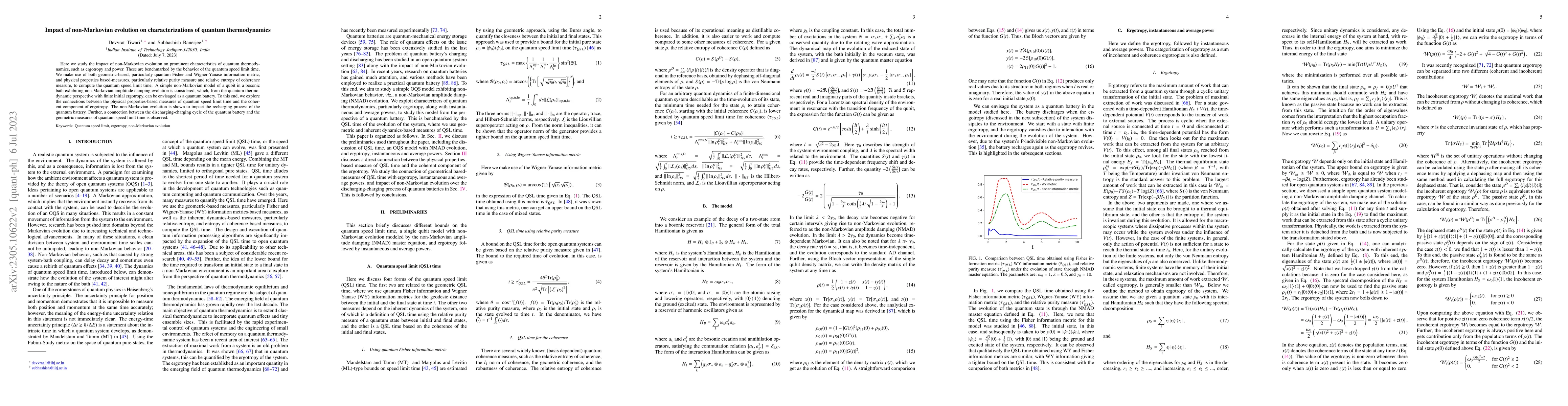 Thumbnail for Impact of non-Markovian evolution on characterizations of quantum
  thermodynamics