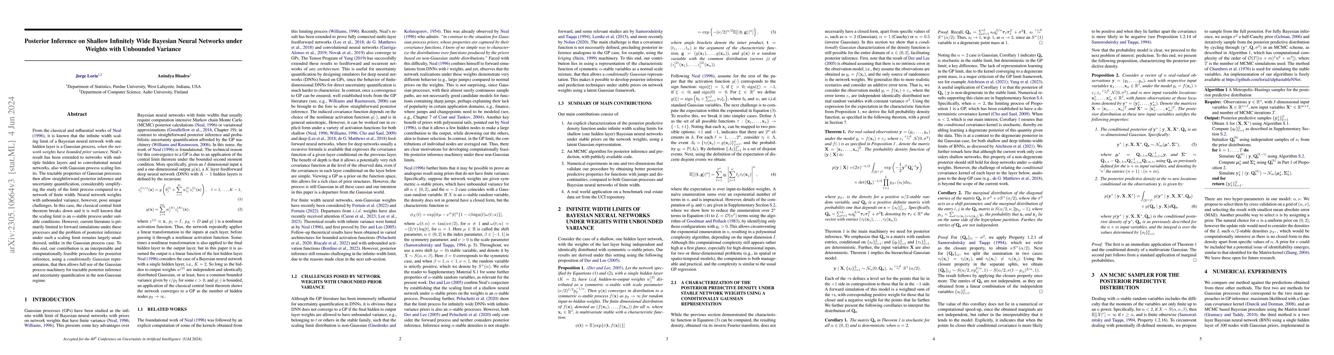 Thumbnail for Posterior Inference on Shallow Infinitely Wide Bayesian Neural Networks
  under Weights with Unbounded Variance