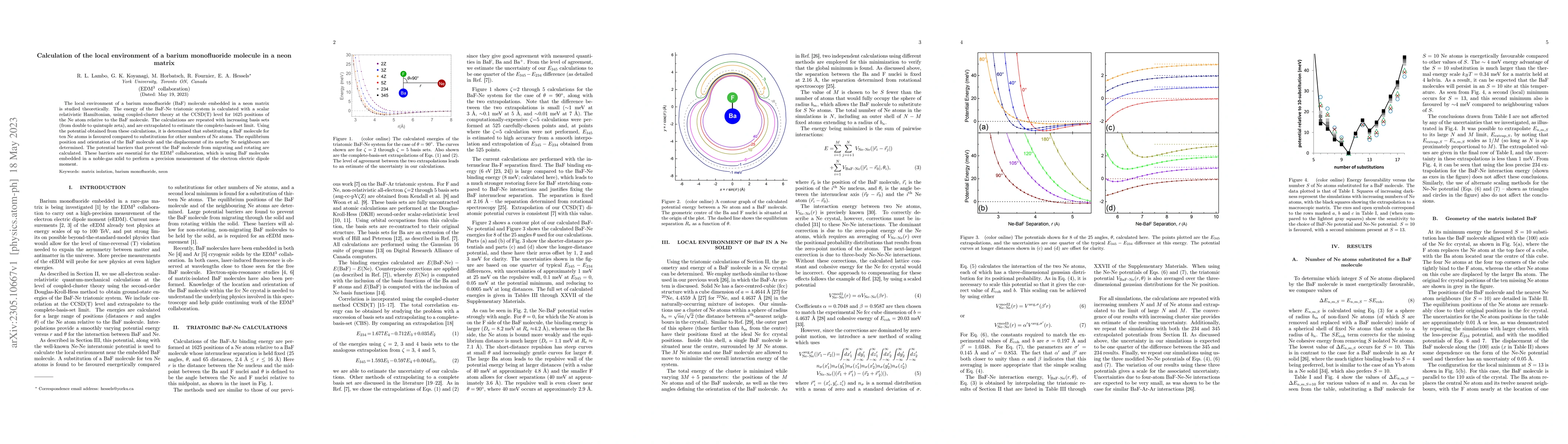 Thumbnail for Calculation of the local environment of a barium monofluoride molecule
  in a neon matrix
