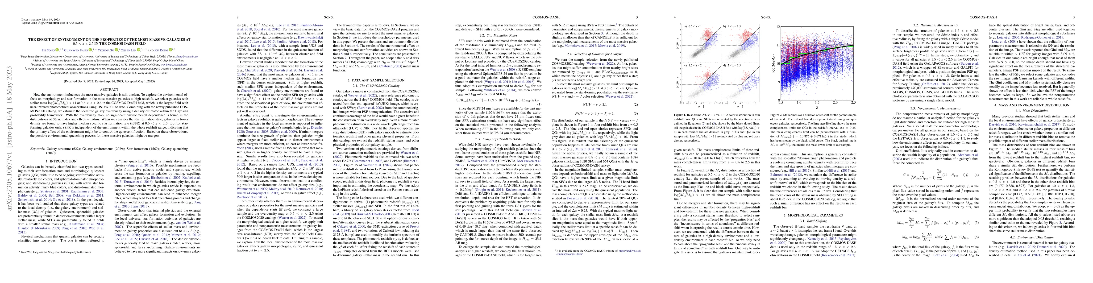Thumbnail for The effect of environment on the properties of the most massive galaxies
  at $0.5<z<2.5$ in the cosmos-dash field