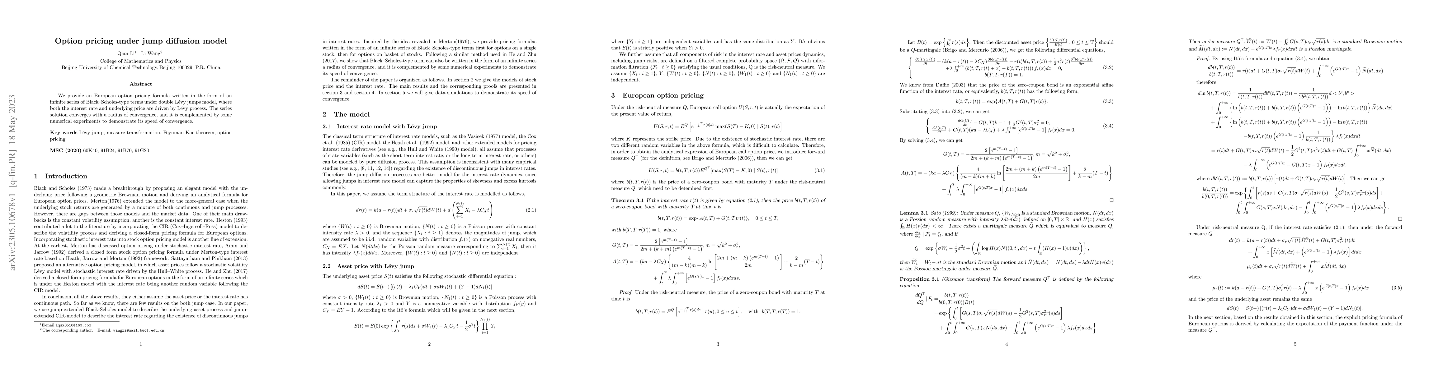 Thumbnail for Option pricing under jump diffusion model