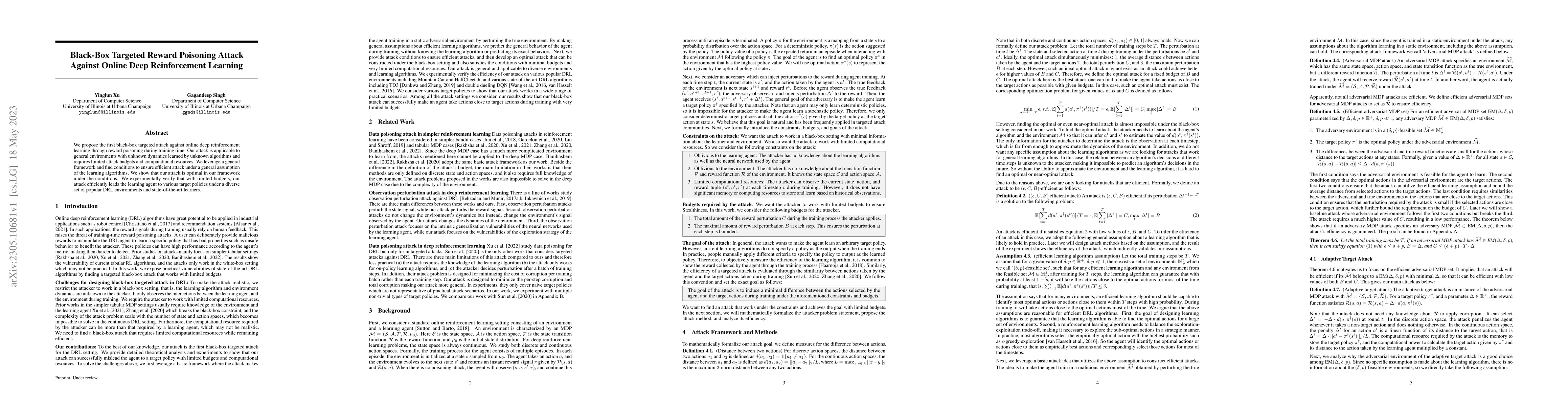 Thumbnail for Black-Box Targeted Reward Poisoning Attack Against Online Deep
  Reinforcement Learning