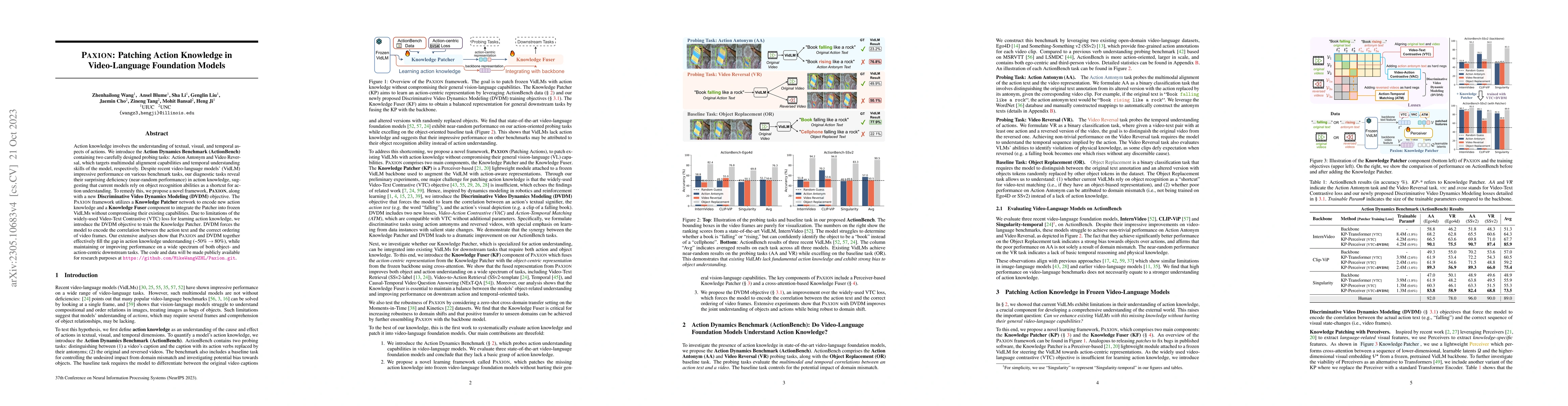 Thumbnail for Paxion: Patching Action Knowledge in Video-Language Foundation Models