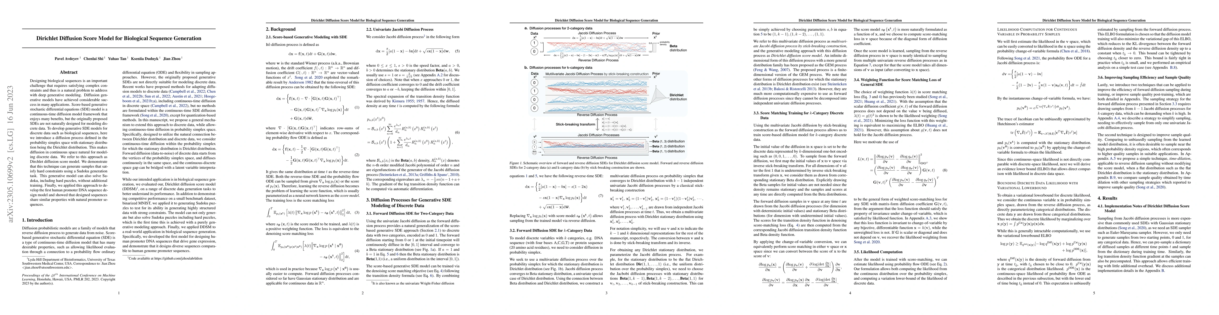 Thumbnail for Dirichlet Diffusion Score Model for Biological Sequence Generation
