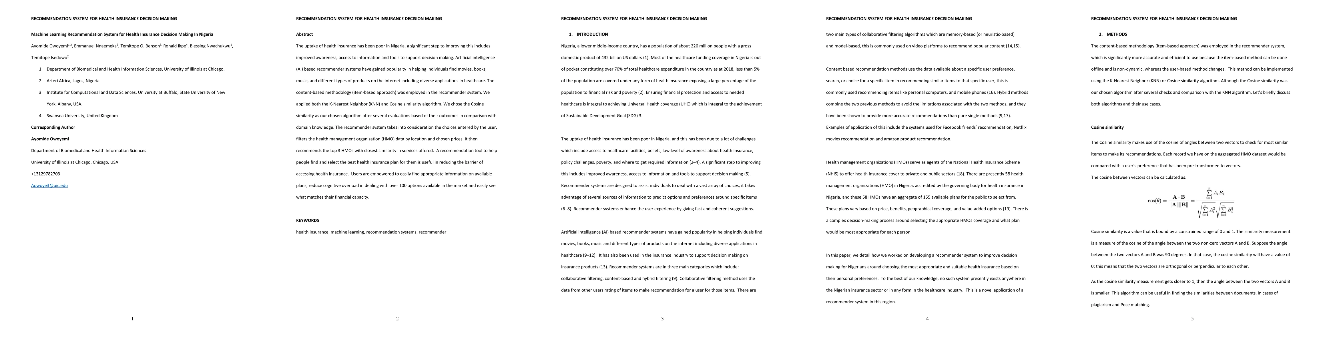 Thumbnail for Machine Learning Recommendation System For Health Insurance Decision
  Making In Nigeria
