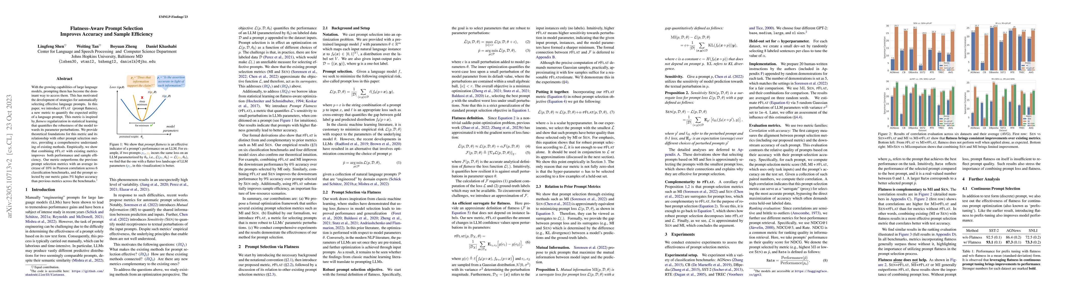 Thumbnail for Flatness-Aware Prompt Selection Improves Accuracy and Sample Efficiency