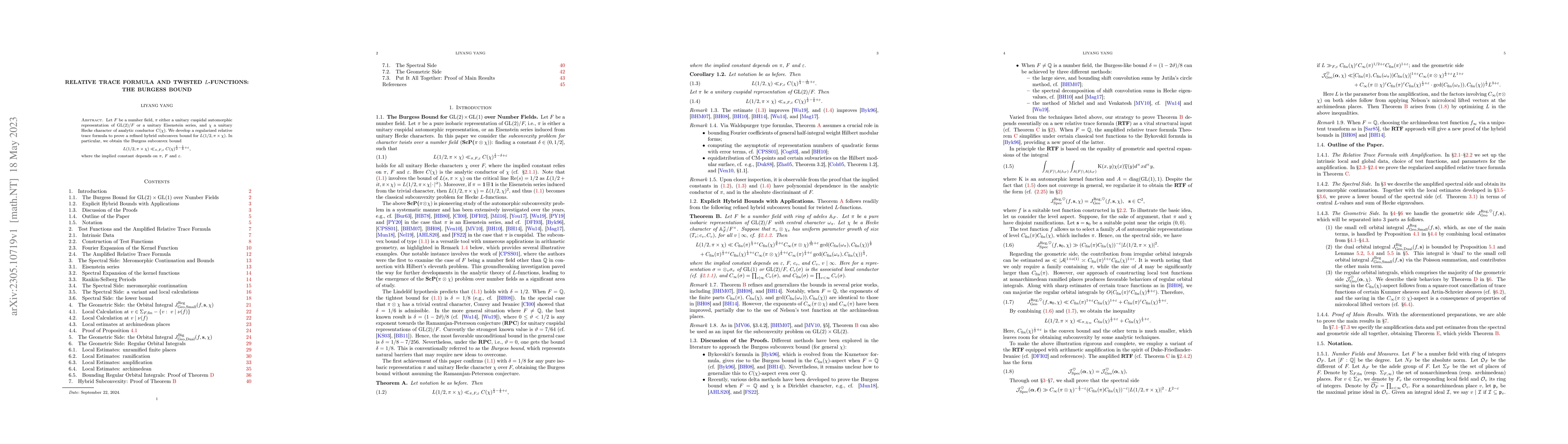 Thumbnail for Relative Trace Formula and Twisted $L$-functions: the Burgess Bound