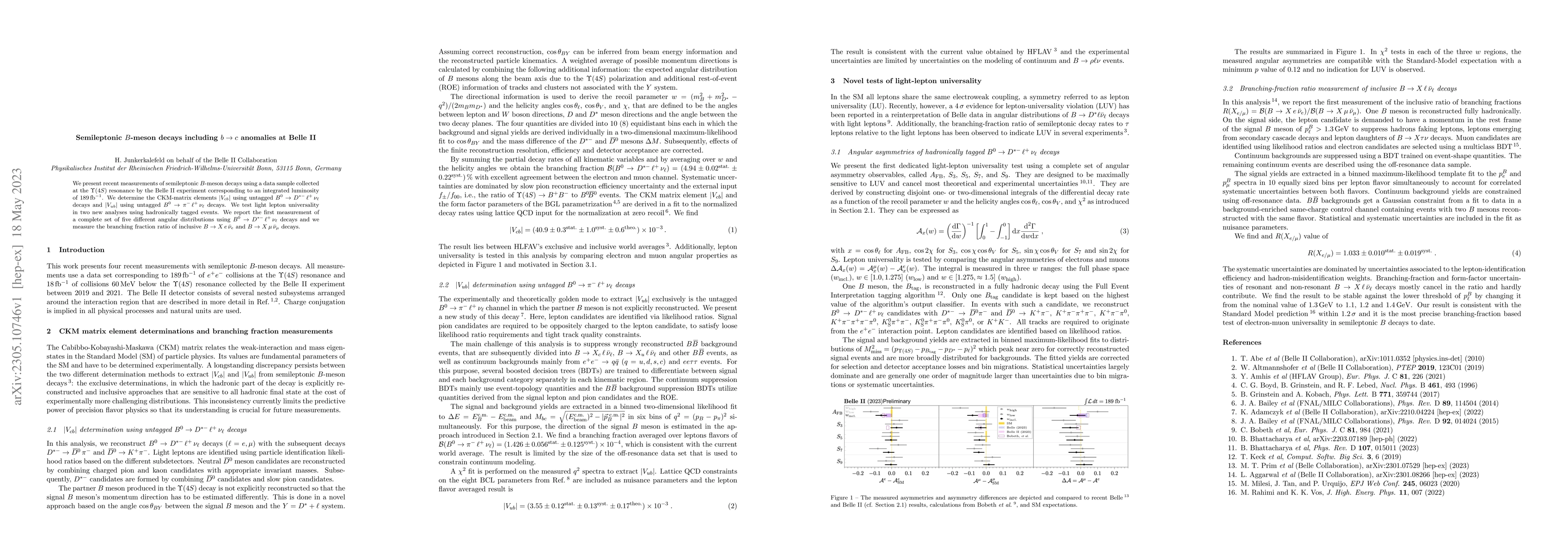Thumbnail for Semileptonic $B$-meson decays including $b \rightarrow c$ anomalies at
  Belle II