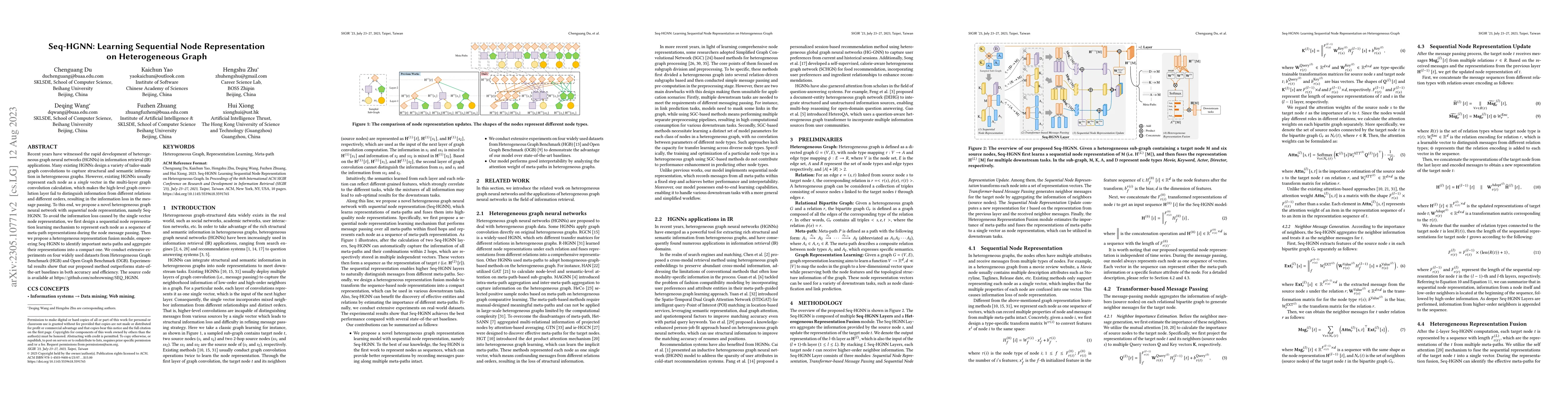 Thumbnail for Seq-HGNN: Learning Sequential Node Representation on Heterogeneous Graph