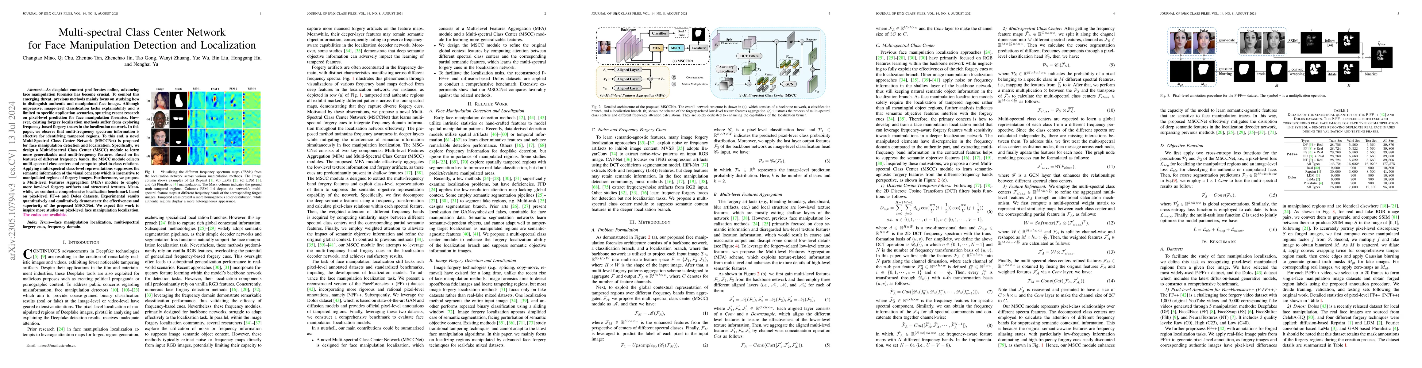 Thumbnail for Multi-spectral Class Center Network for Face Manipulation Detection and
  Localization