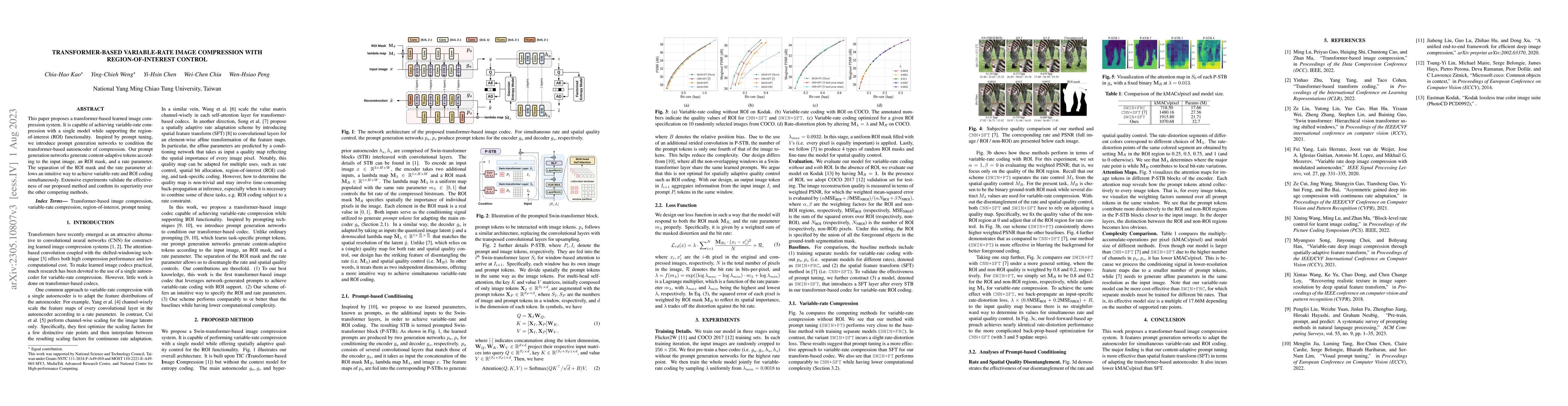 Thumbnail for Transformer-based Variable-rate Image Compression with
  Region-of-interest Control