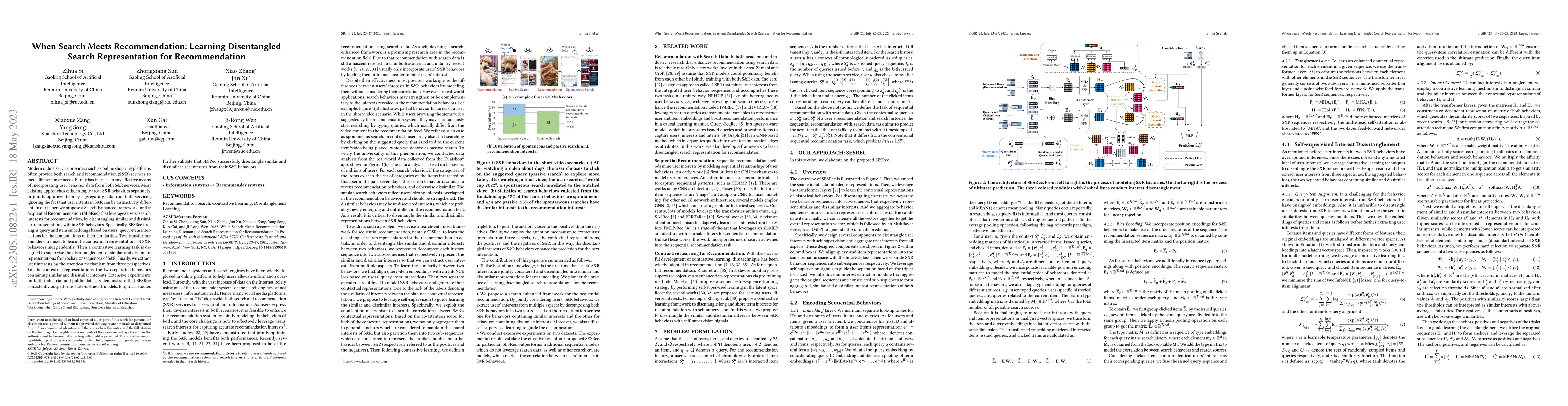 Thumbnail for When Search Meets Recommendation: Learning Disentangled Search
  Representation for Recommendation