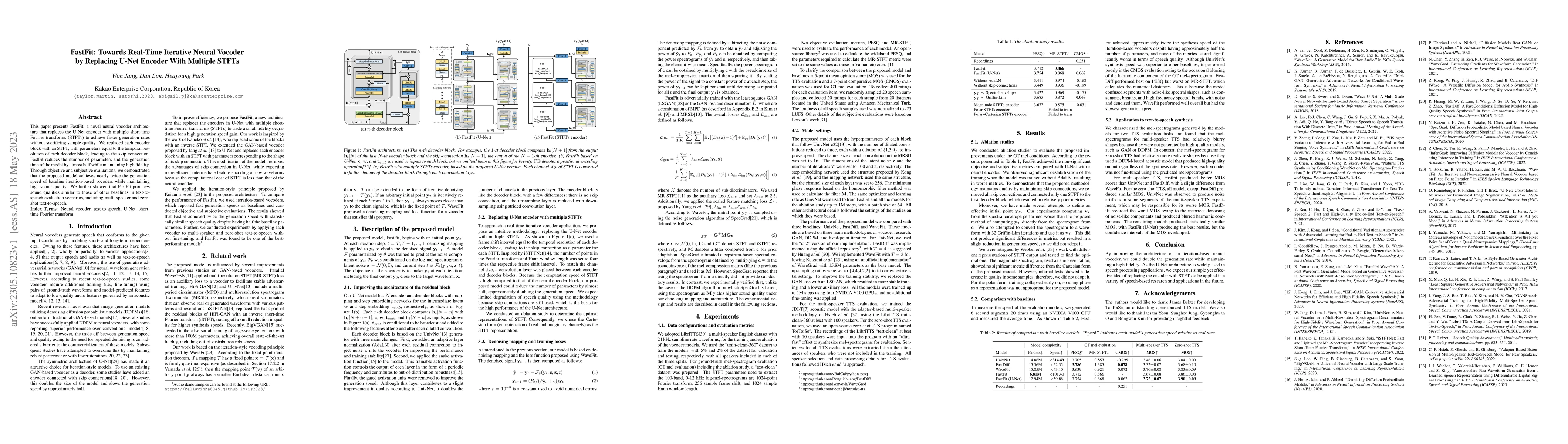 Thumbnail for FastFit: Towards Real-Time Iterative Neural Vocoder by Replacing U-Net
  Encoder With Multiple STFTs