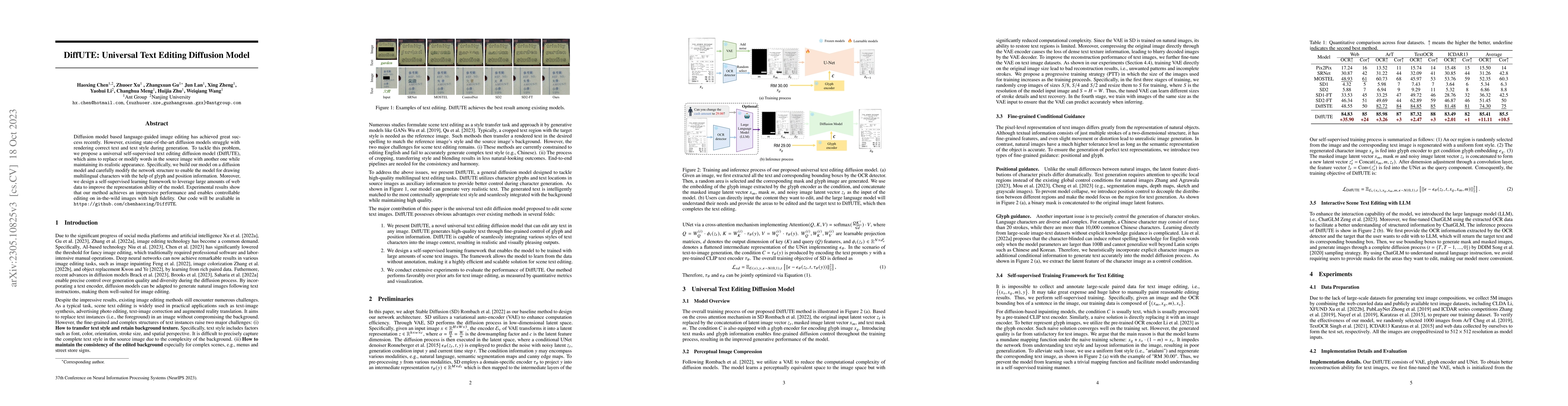 Thumbnail for DiffUTE: Universal Text Editing Diffusion Model