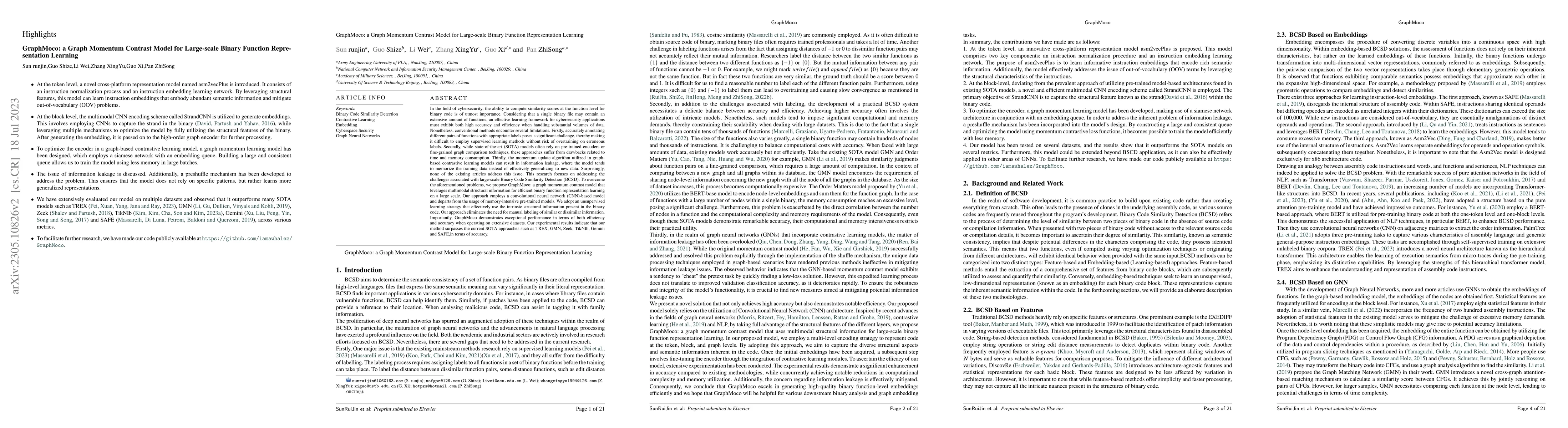 Thumbnail for GraphMoco:a Graph Momentum Contrast Model that Using Multimodel
  Structure Information for Large-scale Binary Function Representation Learning