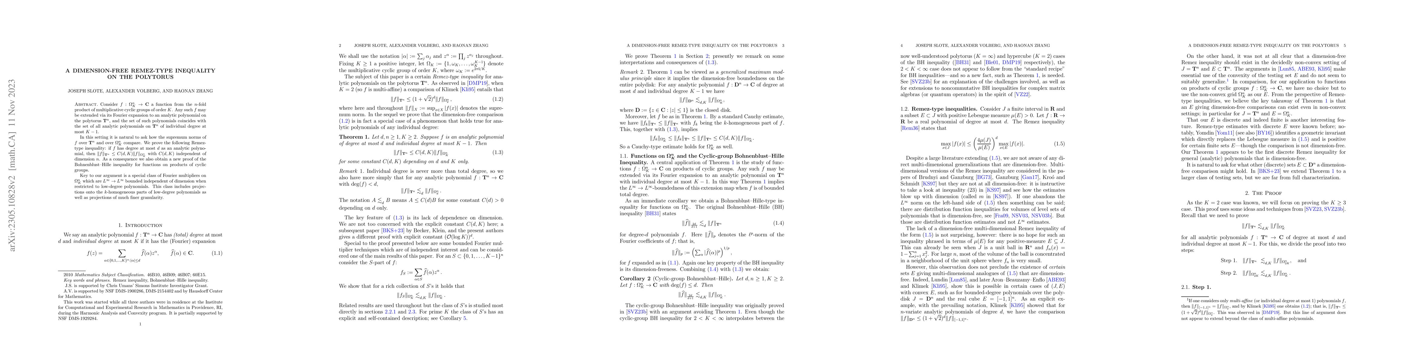 Thumbnail for A dimension-free Remez-type inequality on the polytorus